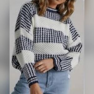 Pink Diamond Cropped Striped Sweater Women S/M